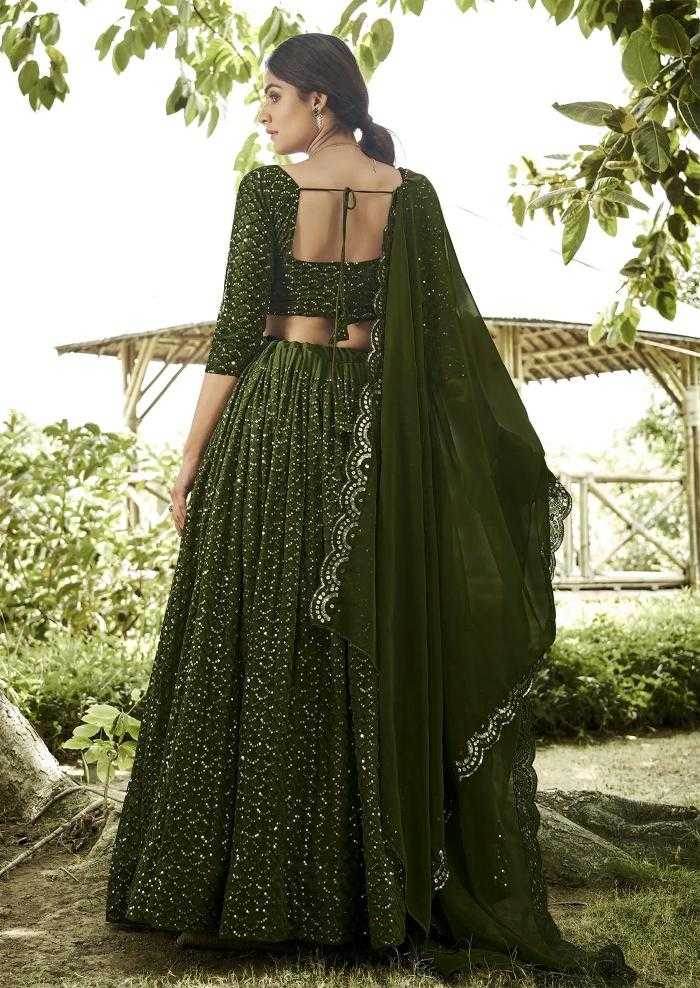 Georgette Lehenga Mehendi - MYLUXURY LANE ENTERPRISE